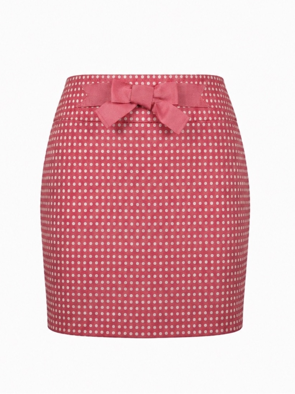 LOFT Pink Polka Dot Bow Waist Pencil Skirt Cotton Blend Size 6
